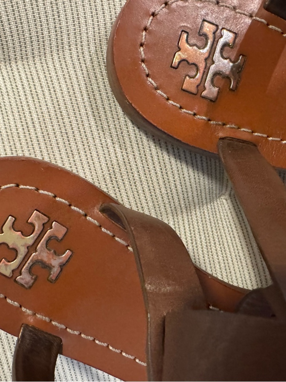 Tory Burch Sandals Womens 7 Patos Strappy Brown Leather Toe Thong Flats Slip On - Picture 7 of 11
